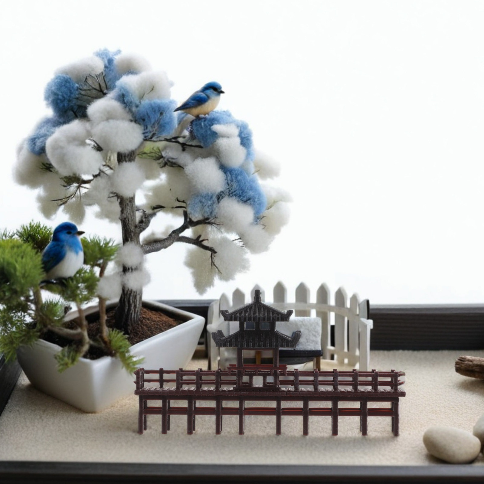 Bonsai Garden Landscape Design - Ornamento in miniatura di un ponte