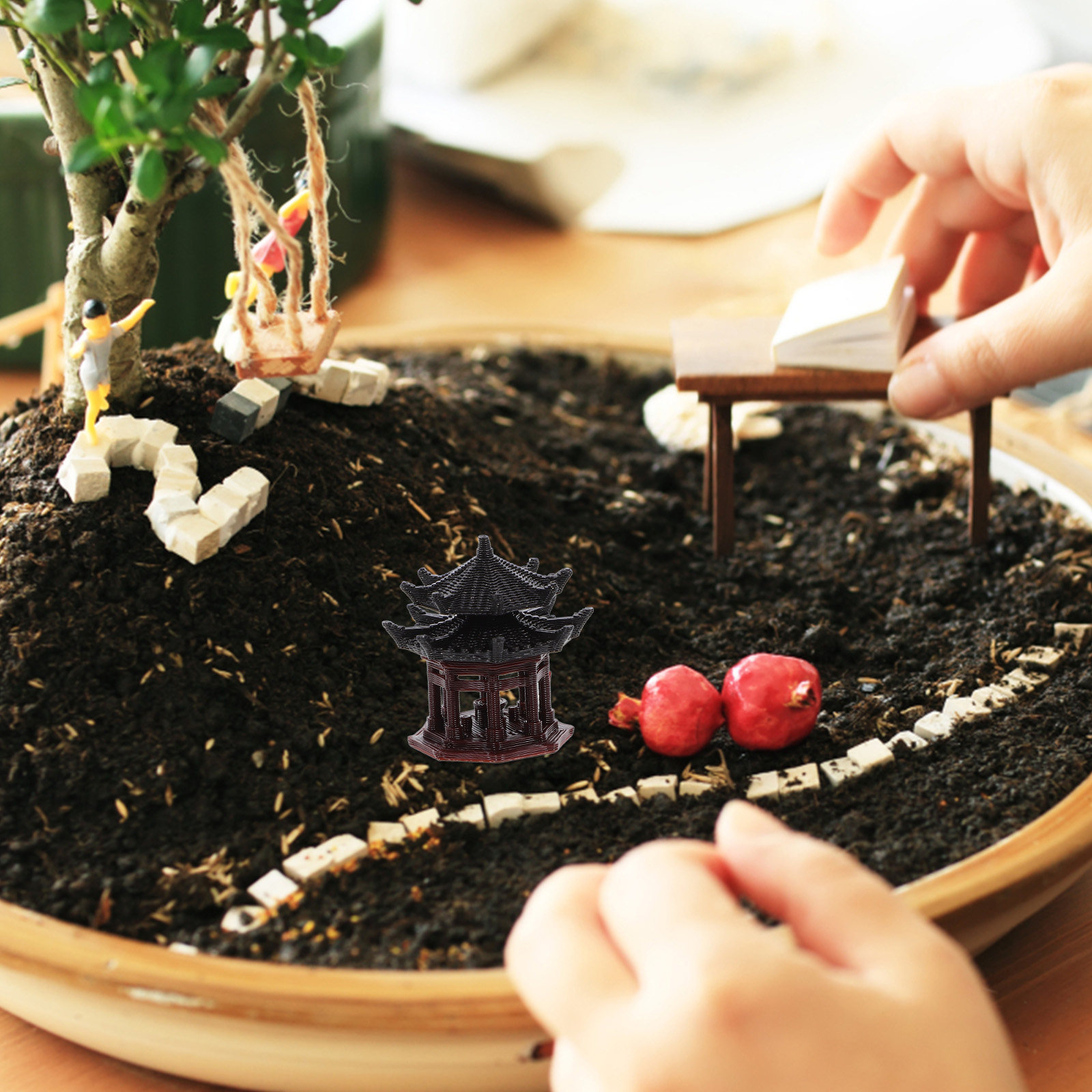Bonsai Garden Landscape Design - Delicato Ornamento in Plastica a Forma